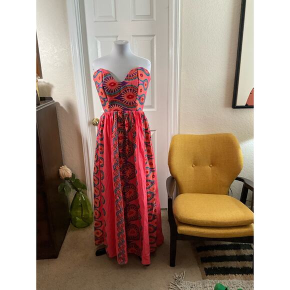 Boho Colorful Strapless Maxi Dress - Picture 1 of 7